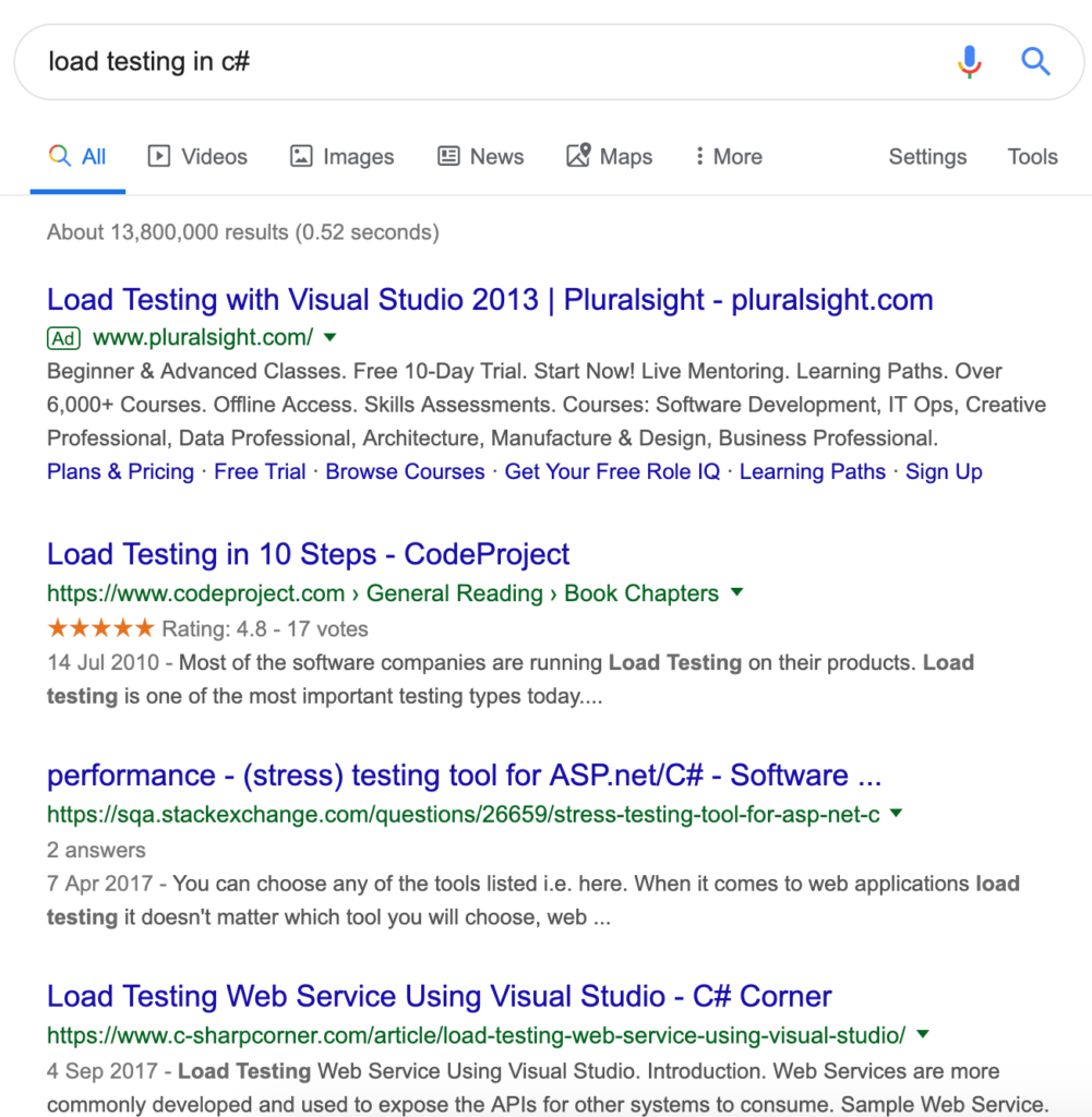 Googling C# load testing