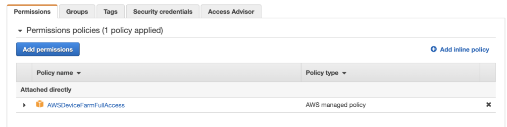 Setting up an IAM Account with AWSDeviceFarm access